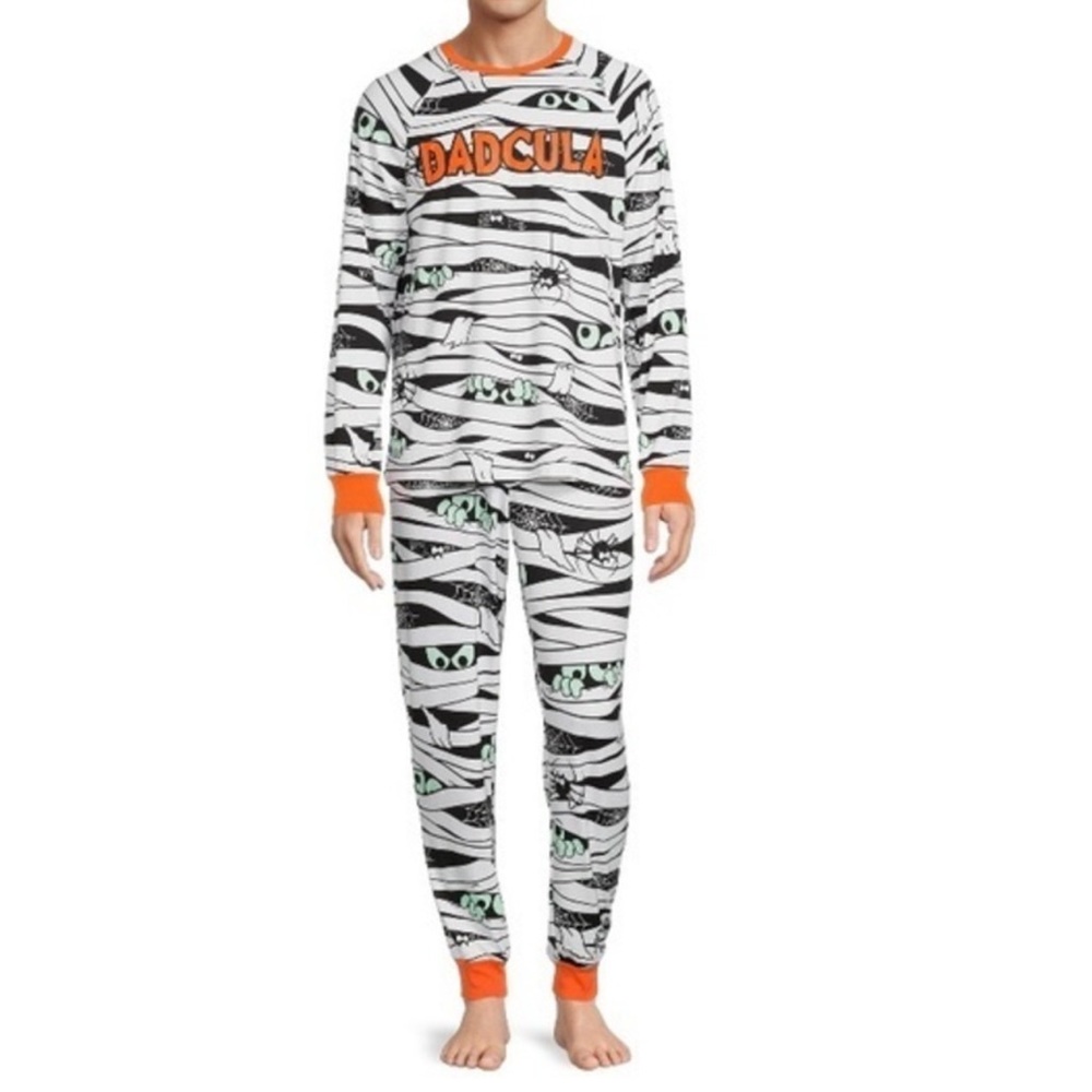 Mens Matching Family Glows DADCULA MUMMY Halloween Pajamas Size 2X and M NWT
